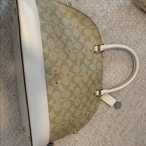 Coach Tan and White Signature Satchel